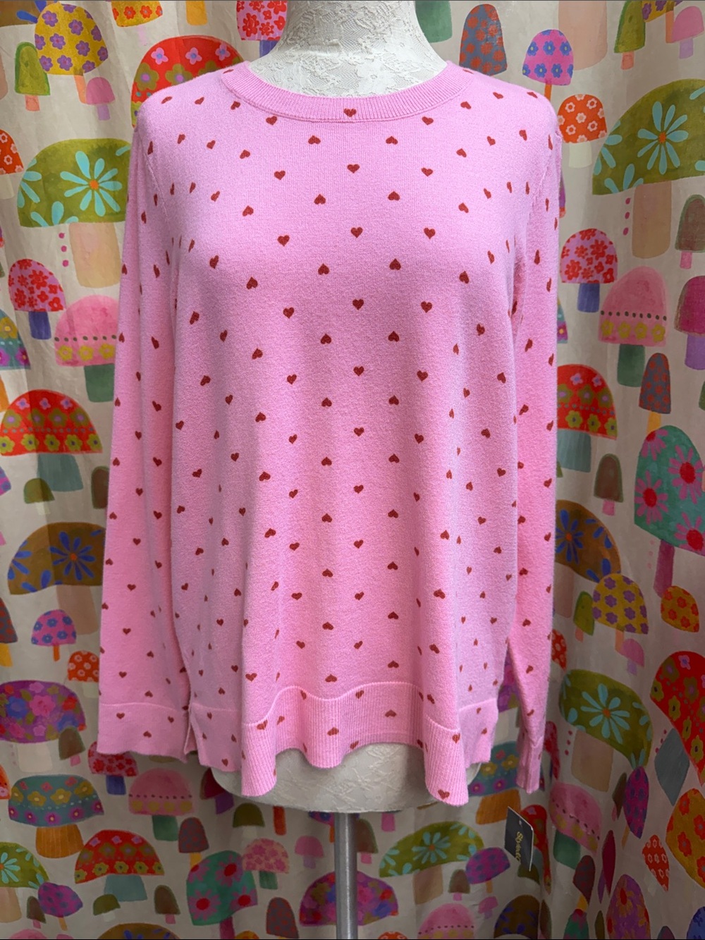 Style & Co L/S Heart Sweater. PL. NWT